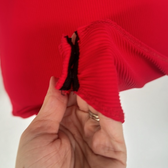 ZARA red ribbed high neck sleeveless bodycon bodysuit top size small - Picture 5 of 9